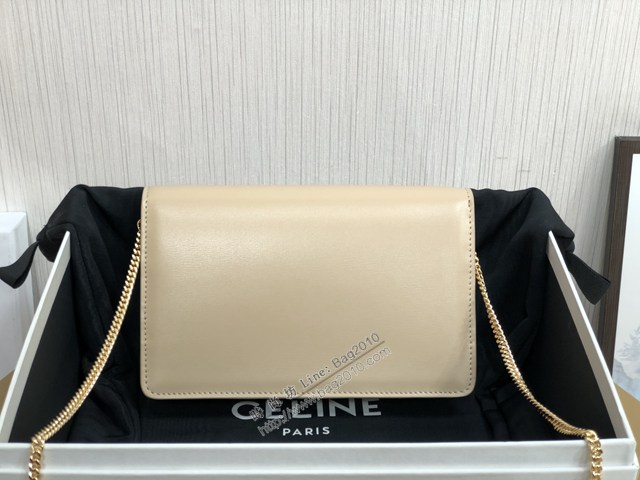 Celine專櫃2022新款CUIR TRIOMPHE斜挎女包 賽琳新品WOC鏈條皮革信封包 10J733 sldj2283
